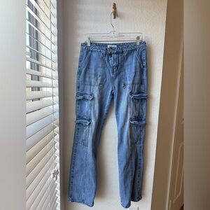 ANGEL KISS BLUE DENIM CARGO POCKET JEANS EUC SIZE 7 SIZE 28